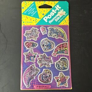 Vtg 1990 3M Post-it Brand Removeable Unicorn Stickers, 2 Sheets, HP-709, New